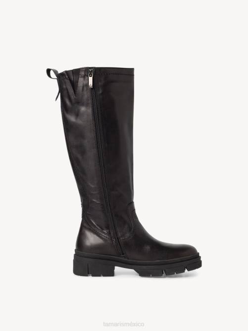 Tamaris mujer botas de cuero - negro/cuero negro P2LN65