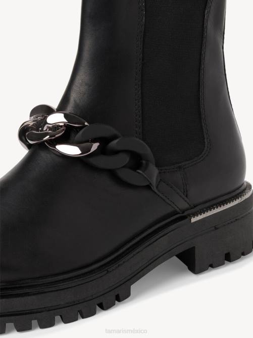 Tamaris mujer bota chelsea de cuero - negro/cuero negro P2LN872