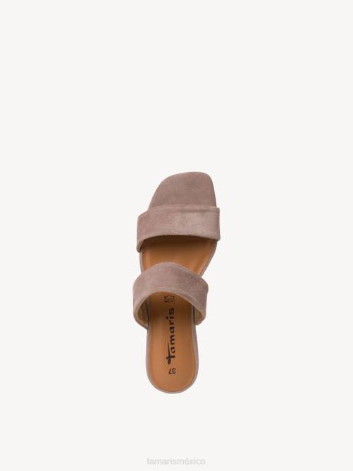 Tamaris mujer mule de cuero - ante beige/taupe P2LN1028