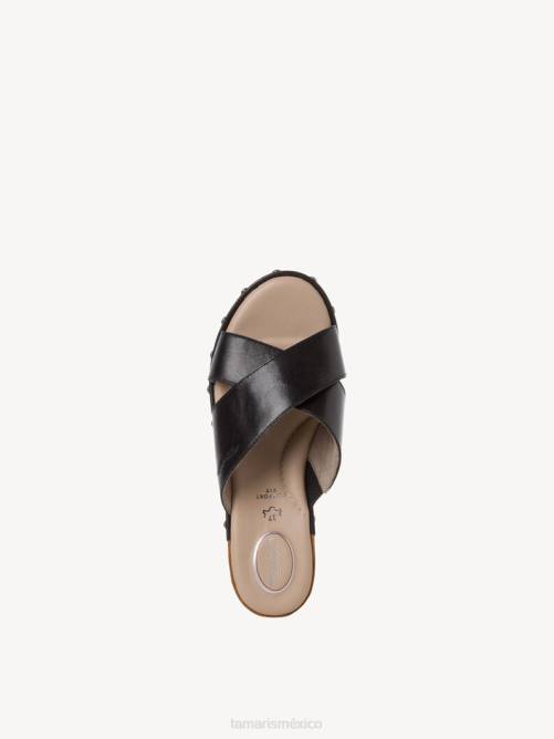 Tamaris mujer mule de cuero - negro P2LN536