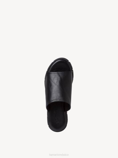 Tamaris mujer mule de cuero - negro/negro uni P2LN233