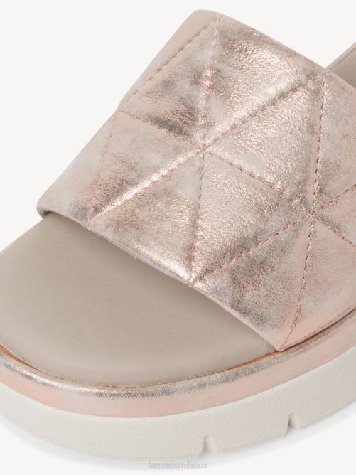 Tamaris mujer mule de piel - metalizado/nube rosegold P2LN1128