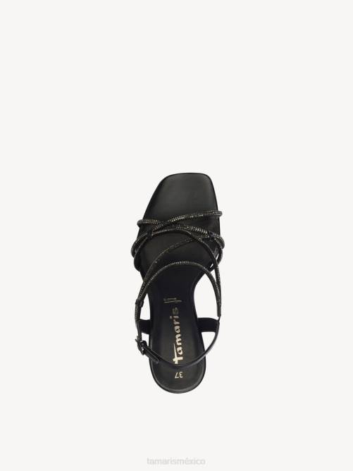 Tamaris mujer Sandalia de tacón - negro/negro metalizado P2LN705