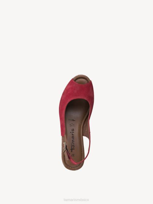 Tamaris mujer sandalia de piel con tacón - rojo P2LN169