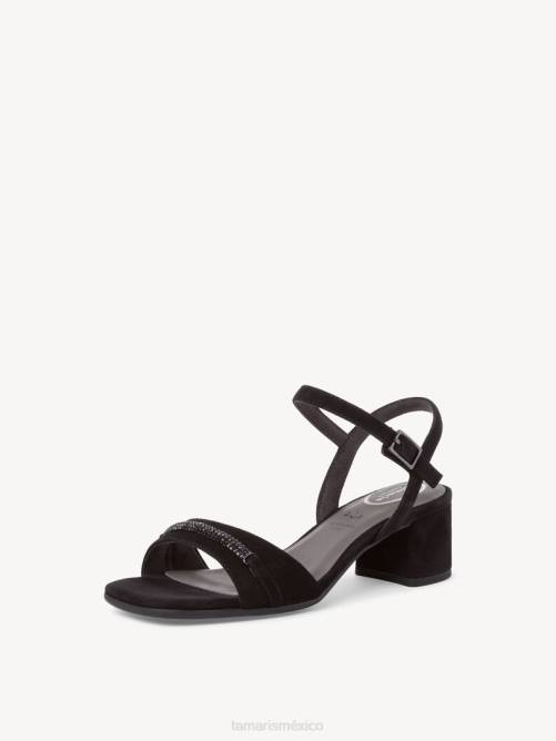 Tamaris mujer sandalia de tacón de piel - negro P2LN1133