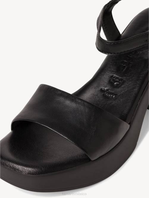 Tamaris mujer sandalia de tacón de piel - negro P2LN837