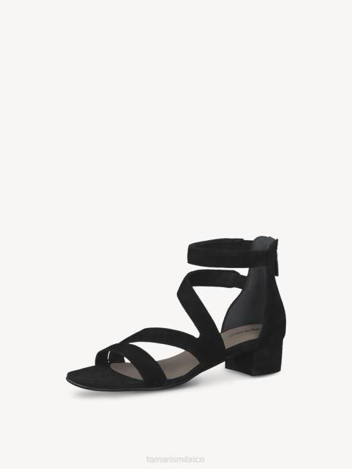 Tamaris mujer sandalia de tacón de piel - negro P2LN851