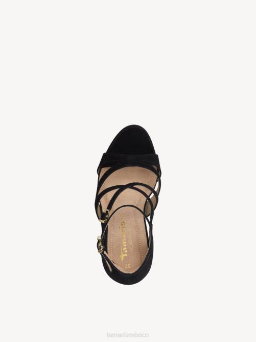 Tamaris mujer sandalia de tacón de piel - negro P2LN890