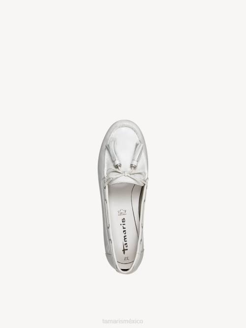 Tamaris mujer mocasín de cuero - blanco/cuero blanco P2LN328