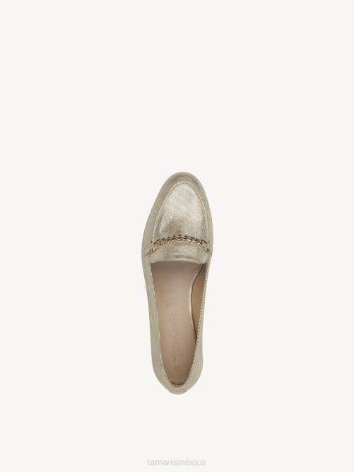 Tamaris mujer slipper de piel - metalizado/dorado claro P2LN1087